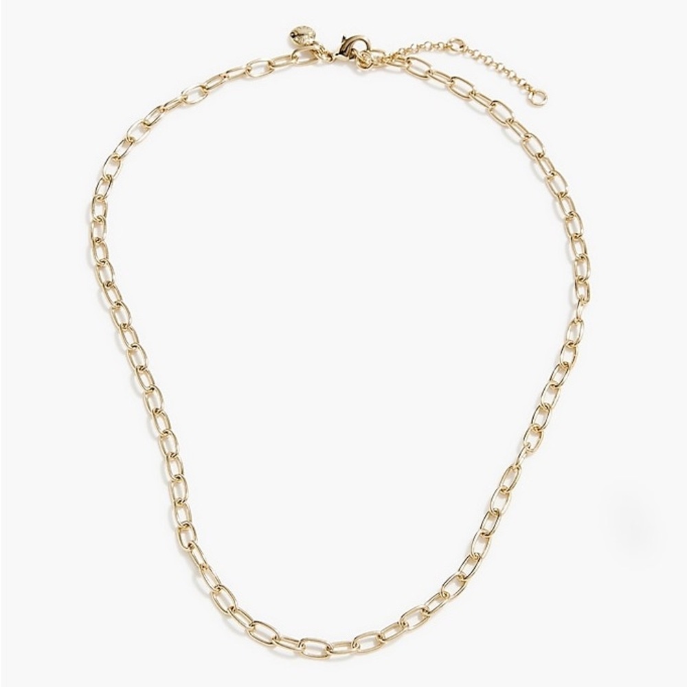 J. Crew Golden Tone Link Long paper-clip charm chain Necklace NWT 18 inches